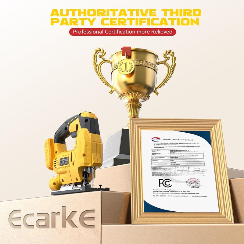 Ecarke Cordless Jig Saw Compatible With Dewalt 20V Battery (Only Tool), 4 Orbital Sets, 6 Variable Speeds Control, Dust-Blowing, ±45° Bevel Cuts, LED Light and 6PCS Blades For Cutting - Image 5
